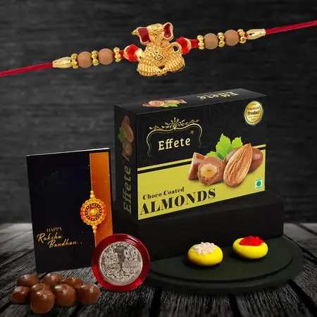 Rakhi (K1_3_ca32) Chocolate Almonds 32gm Rakhi For Brother With Gift Rakhi With Chocolate Rakhi