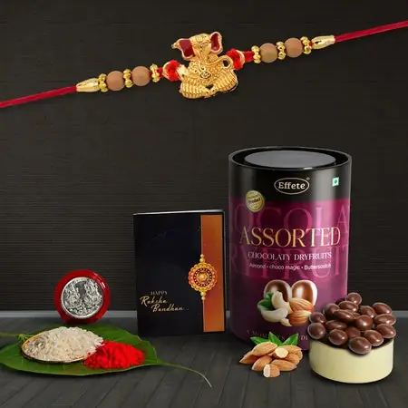 Rakhi (K1_3_as) Assorted Chocolate Dryfruits 96gm Rakhi For Brother With Gift Rakhi With Chocolate