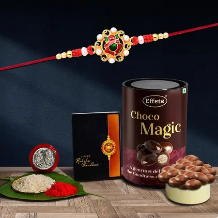 Rakhi (K1_13_em) Chocolate Magic Rakhi Combo With Card And Chocolate Chocolates Gift Pack Rakhi