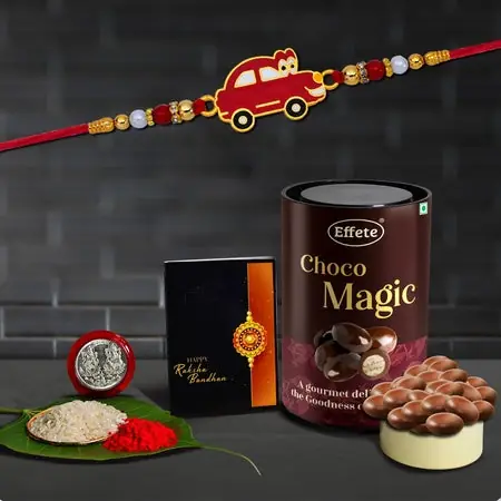 Rakhi (K1_316_em) Chocolate Magic Rakhi Combo With Card And Chocolate Chocolates Gift Rakhi