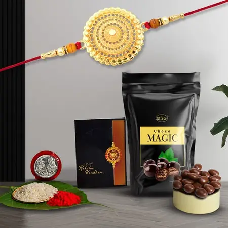 Rakhi For Brother Set Of 1 With Choco Magic Pooja Coin With Greating Cardrakhi For Kids Rakhi With