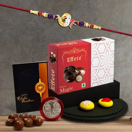 Rakhi (K1_411_em32) Chocolate Magic 32gm Rakhi For Brother With Gift Handmade Rakhi Rakhi Combo For