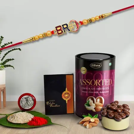 Rakhi (K1_361_as) Assorted Chocolate Dryfruits 96gm Rakhi For Brother With Gift Fancy Rakhis For