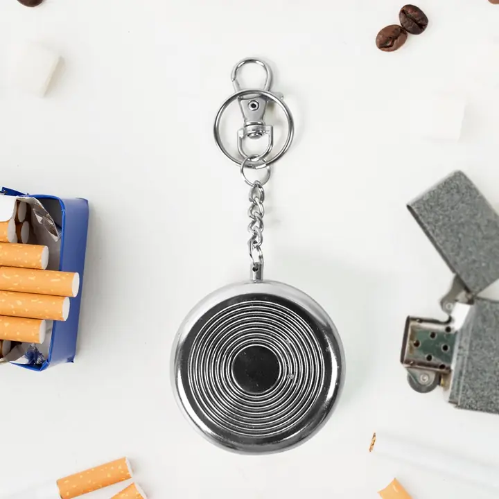 Mini Pocket Ss Ashtray With Keyring (1pc)