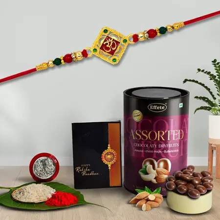 Rakhi (K1_326_as) Assorted Chocolate Dryfruits 96gm Rakhi Chocolate For Brother Rakhi With