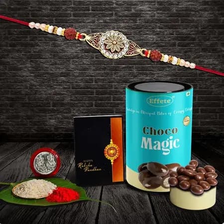 Rakhi (K1_425_cm) Chocolate Magic Rakhi Combo With Card And Chocolate Chocolates Gift Pack Rakhi