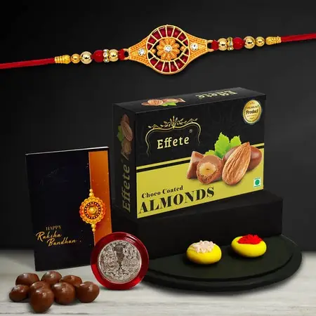 Rakhi (K1_325_ca32) Chocolate Almonds 32gm Rakhi For Brother With Gift Fancy Rakhis For Men Stylish