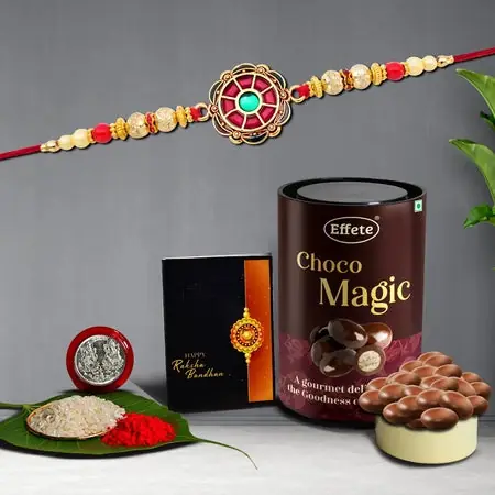 Rakhi (K1_415_em) Chocolate Magic Rakhi For Brother With Gift Rakhi With Chocolate Rakhi Combo For