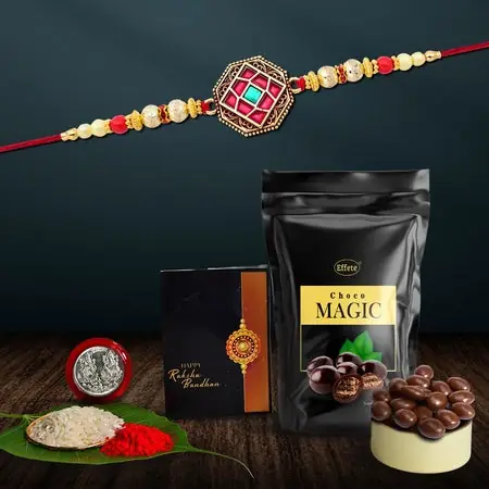 Rakhi (K1_420_sm) Choco Magic (Pouch) Rakhi Chocolate For Brother Rakhi With Chocolate Rakhi With