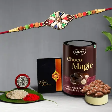 Rakhi For Brother Set Of 1 With Choco Magic 96gm Designer Rakhis Rakshabandhan Rakhi Collection