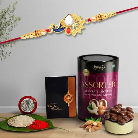 Rakhi (K1_414_as) Assorted Chocolate Dryfruits 96gm Rakhi Chocolate For Brother Rakhi With