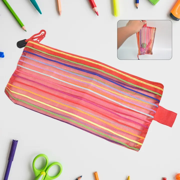 Transparent Zippered Nylon Mesh Multi Purpose Pouch Purse