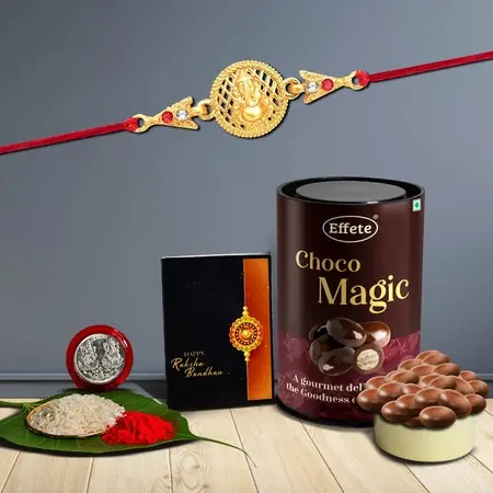 Rakhi (K1_432_em) Chocolate Magic Rakhi For Brother With Gift Rakhi With Chocolate Rakhi Combo For