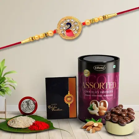 Rakhi (K1_431_as) Assorted Chocolate Dryfruits 96gm Rakhi Chocolate For Brother Rakhi With