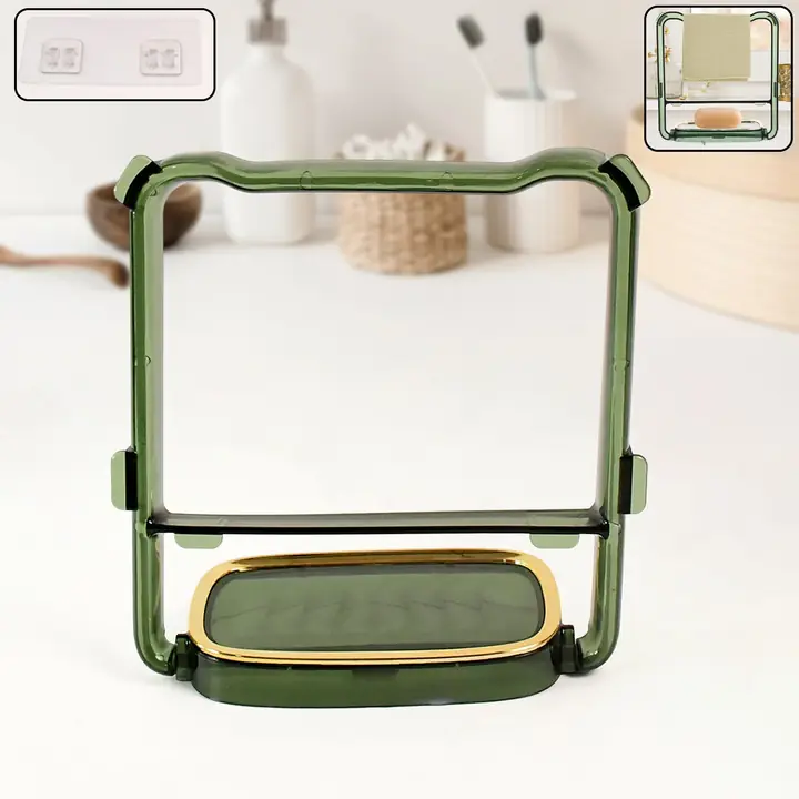 2-in-1 Self-adhesive Towel Hanger Soap Holder Stand (1 Pc)