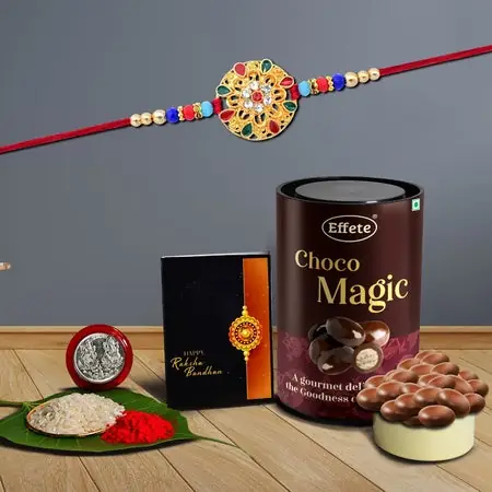 Rakhi (K1_430_em) Chocolate Magic Rakhi For Brother With Gift Rakhi With Chocolate Rakhi Combo For