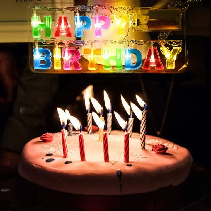 Decoratives Plastic Happy Birthday 13 LED Letter Battery Operated String Lights Outdoor String
