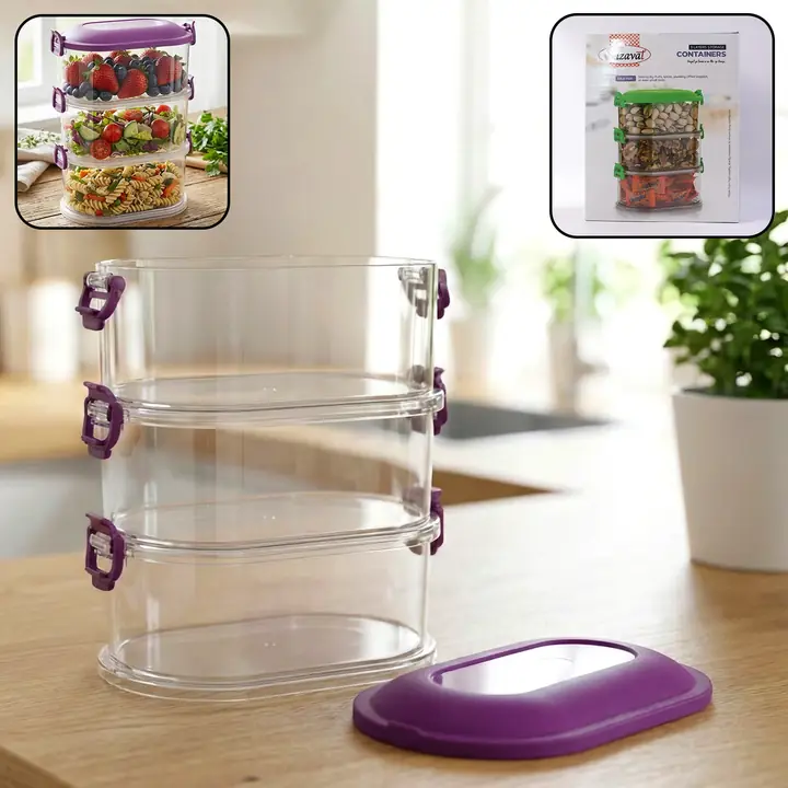 Layer Stackable Airtight Food Storage Container Set (1 Set)