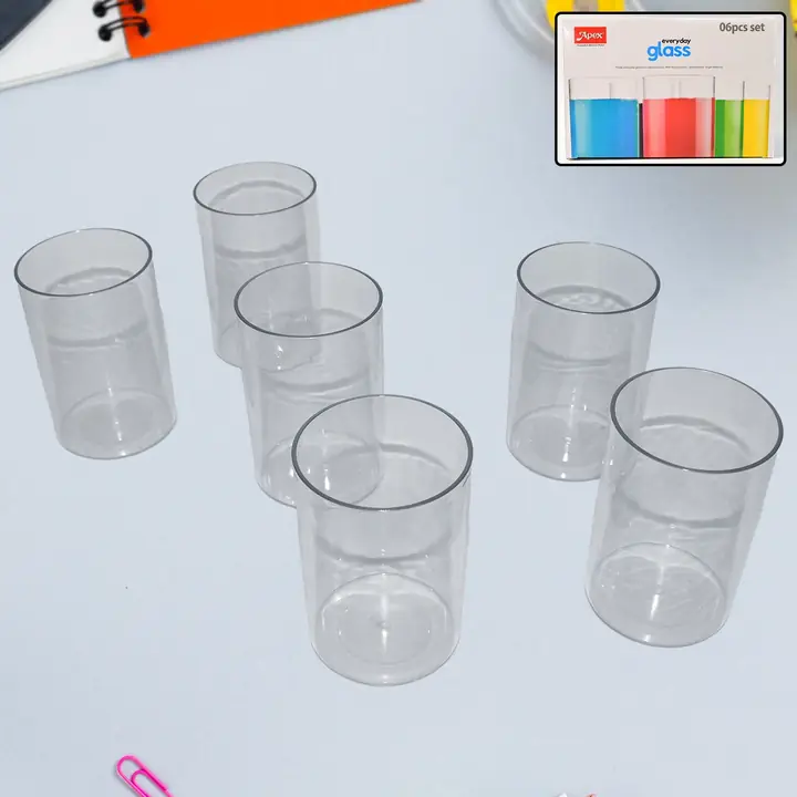Apex Everyday Plastic Glass Set 6 Pieces Lightweight Unbreakable
