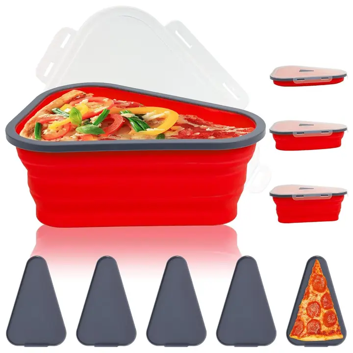 Reusable Pizza Storage Containers With 5 Microwavable Serving Trays Silicone Container Expandable