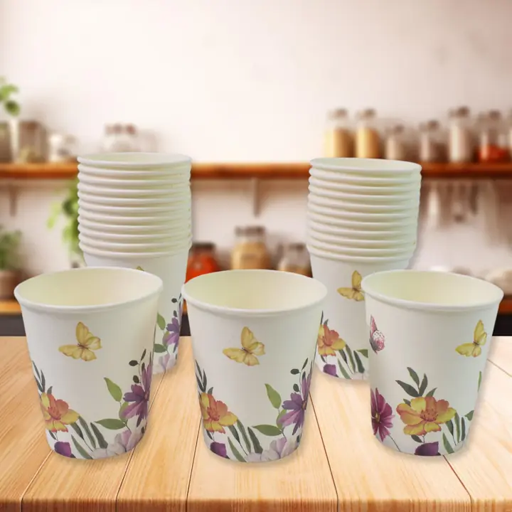 Disposable Paper Cups Disposable Tea Coffee Cups (24 Pcs Set Mix Color Design)