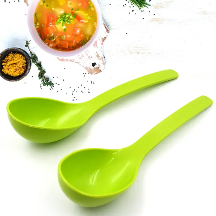Plastic Spoon Kitchen Multipurpose Serving Ladle For Frying Serving Turner Curry Ladle Serving Rice (2 Pcs Set 10 Inch)