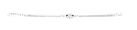 Elegant Silver Rakhi With Red-green Enamel Accents And Central Mirror Stone
