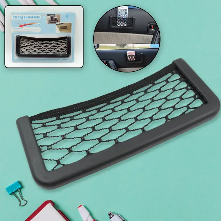 Car Storage Organize Car String Bag Car Seat Side Storage Net Bag Mesh Pocket Organizer Stick-on