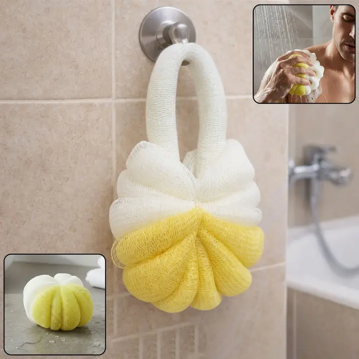 Dual Color Soft Mesh Bath Loofah Body Scrubber (1 Pc)
