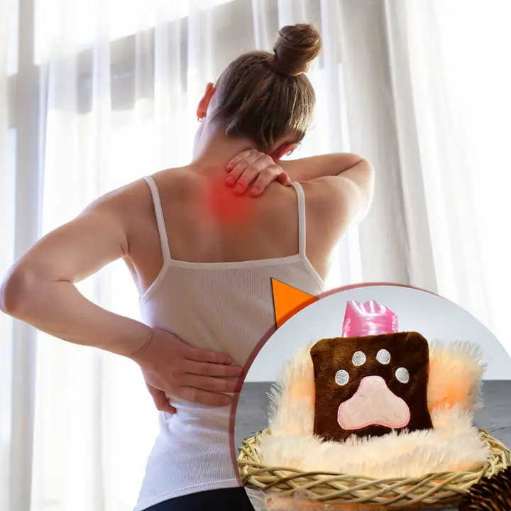 Paw Print Small Hot Water Bag With Cover For Pain Relief Neck Shoulder Pain And Hand Feet Warmer