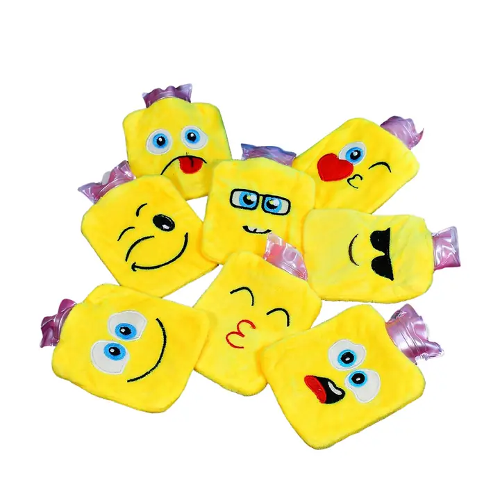 1pc Mix Emoji Designs Small Hot Water Bag With Cover For Pain Relief Neck Shoulder Pain And Hand